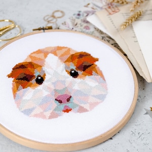 Guinea Pig Cross Stitch Pattern PDF - Modern Geometric Design, Unique Easy Good for Beginners
