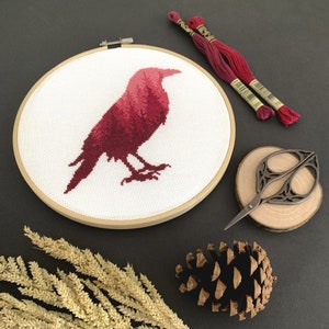 Free Raven Forest Silhouette Cross Stitch Pattern Complimentary Digital PDF Hand Embroidery Design to Download image 3