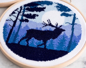 Full Coverage Cross Stitch Pattern PDF - Deer in The Forest