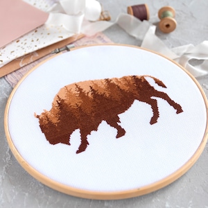 Buffalo Cross Stitch Pattern PDF | Animal Hand Embroidery Designs