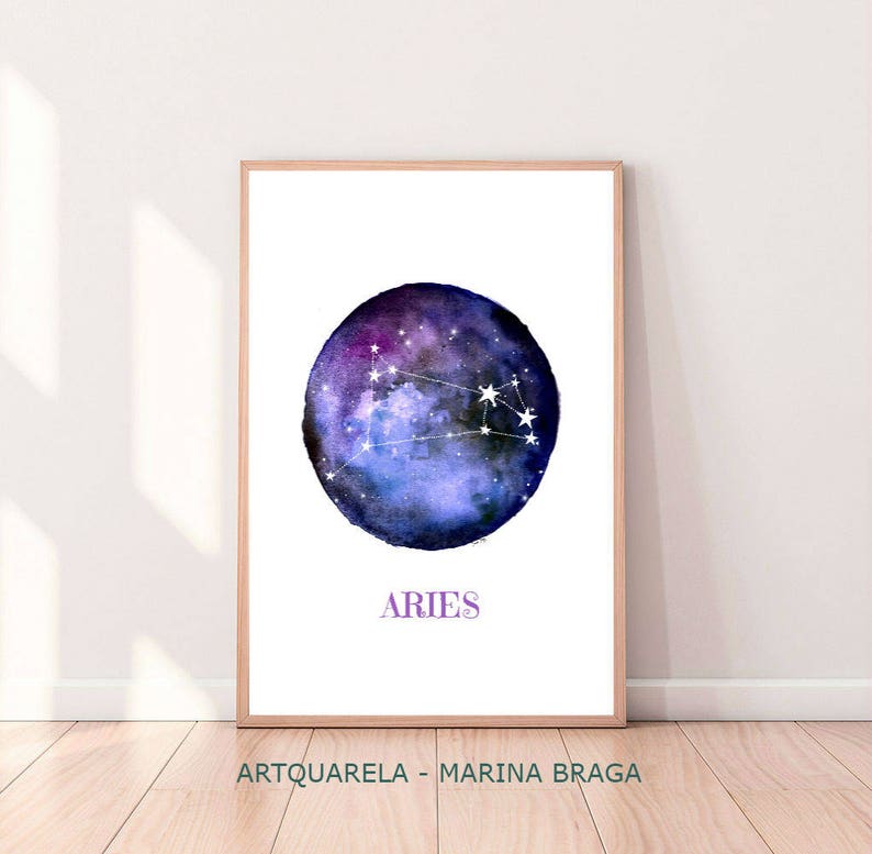 ARIES Sign Constellation Print Downloadable Constellation Aries Zodiac Print,Gift Aries Print,Watercolor Zodiac Poster,Minimalist Print