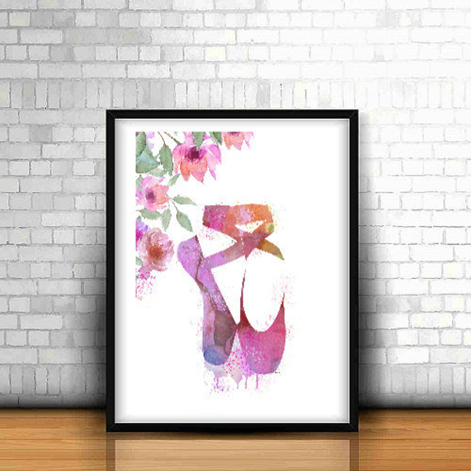 ballet shoes print art poster ballet illustration home decor watercolor dancing ballet painting . wall art print instant downloa