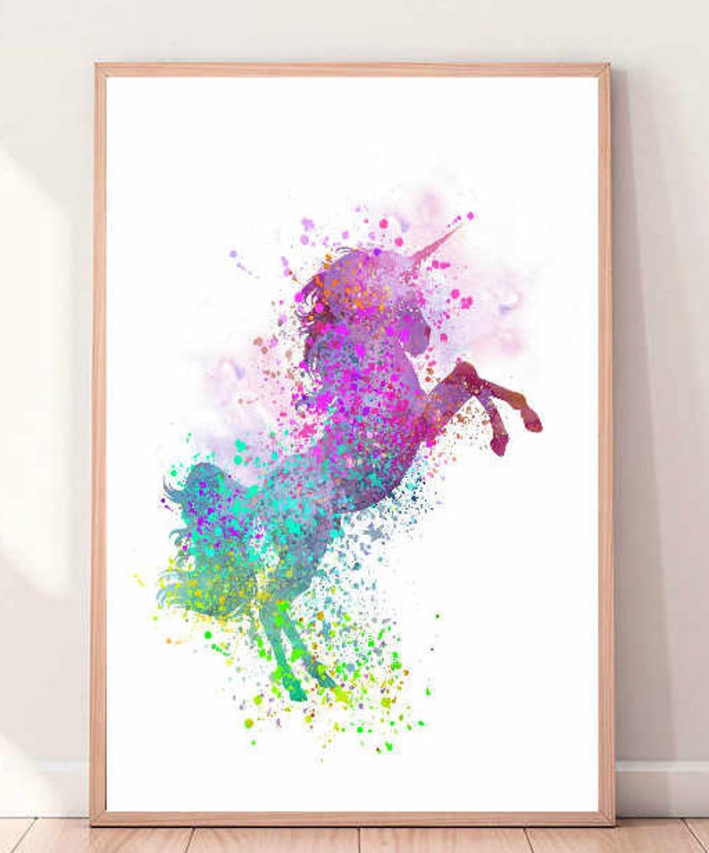 Watercolor Unicorn Print Wall Art Modern Print Unicorn Etsy