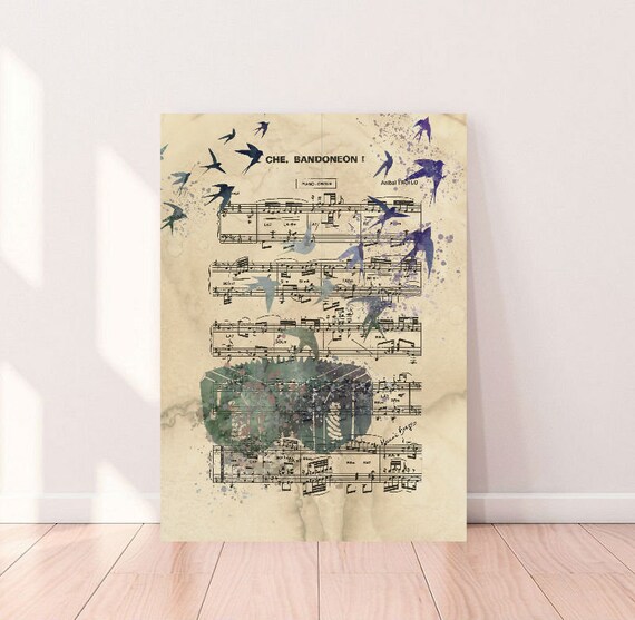 Che Bandoneon Tango Wall Art Poster Tangovintage Sheet Music Etsy