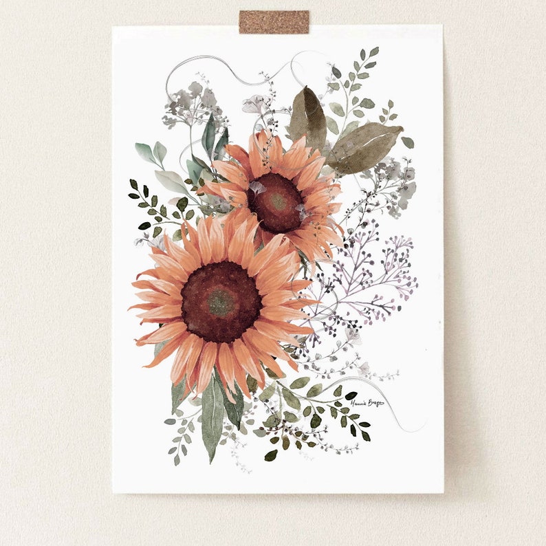 Watercolor Sunflowers Printable Wall Art Set of 2 Prints - Etsy