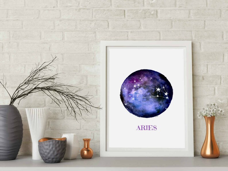 ARIES Sign Constellation Print Downloadable Constellation Aries Zodiac Print,Gift Aries Print,Watercolor Zodiac Poster,Minimalist Print