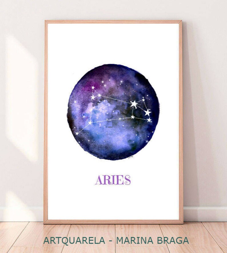 ARIES Sign Constellation Print Downloadable Constellation Aries Zodiac Print,Gift Aries Print,Watercolor Zodiac Poster,Minimalist Print
