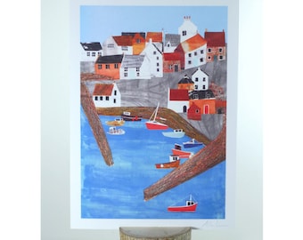 Crail Harbour Print, Fife, Scotland, A4 giclée print