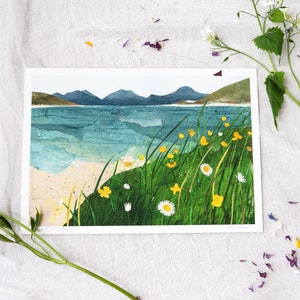 Luskentyre, Isle of Harris print, Scottish beach, Machair flowers, Outer hebredies art, Scottish Landscape