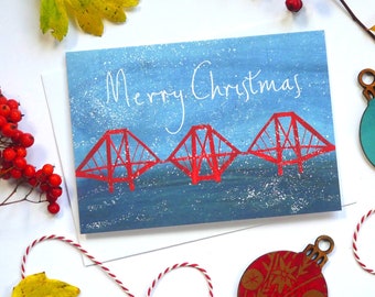 Forth rail bridge Christmas card. Edinburgh Christmas Card.