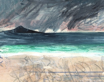 Isle of Harris print, Storm clouds over Pabbay, Outer hebredies art, Scottish Landscape