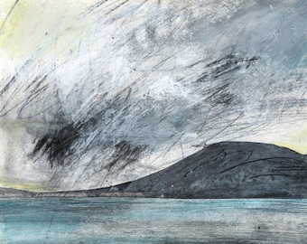 Isle of Harris print, Storm clouds at Niseabost, Outer hebredies art, Scottish Landscape