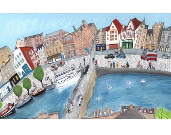 The Shore, Leith, Panoramic Edinburgh Print