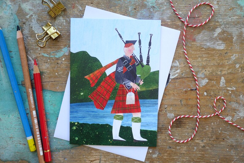 Bagpiper Scottish blank Greeting Card image 1