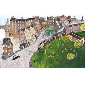 Candlemaker Row, Edinburgh, Scotland, A4 giclée print Greyfriars kirk, Greyfriars Bobby