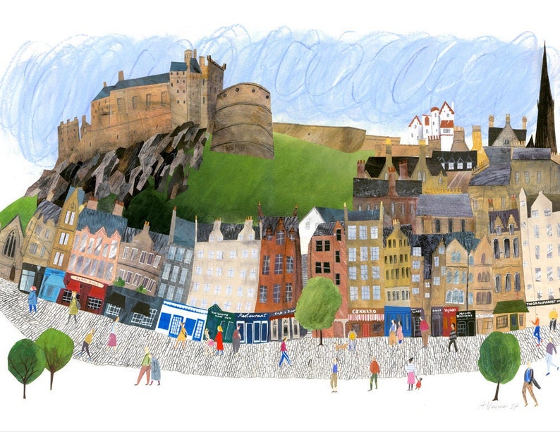 Grassmarket, Edinburgh Castle Print, Edinburgh print, Edinburgh art image 1