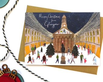 Merry Christmas from Glasgow, Christmas Card. Merchant City. Duke of Wellington