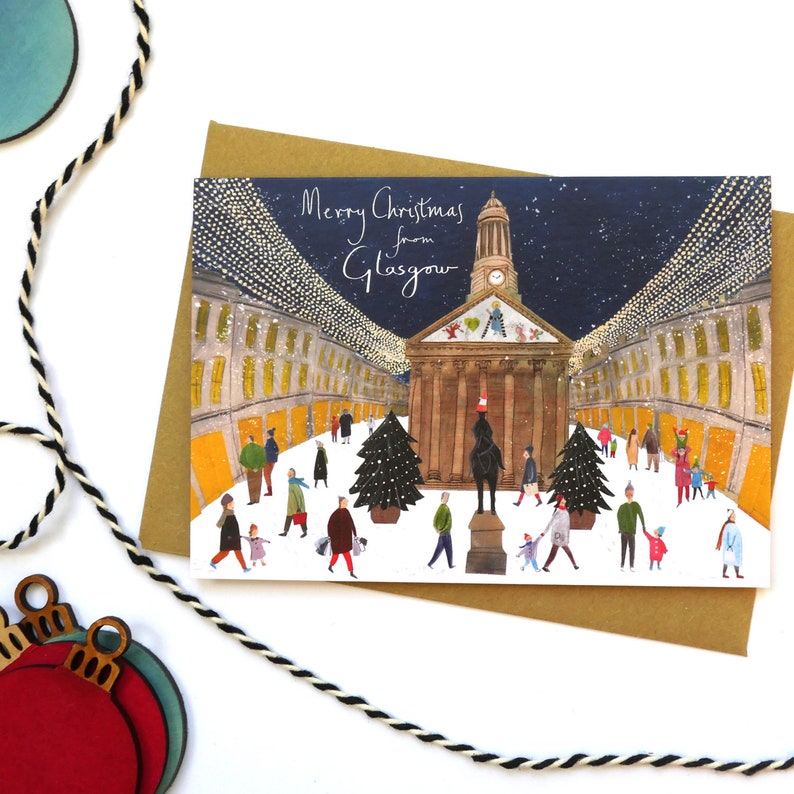 Glasgow Christmas Card. Merchant City. Duke of Wellington Etsy