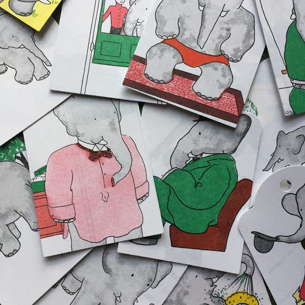 Babar the Elephant & Family Set of 10 Gift Tags Children Storybook Party Favors