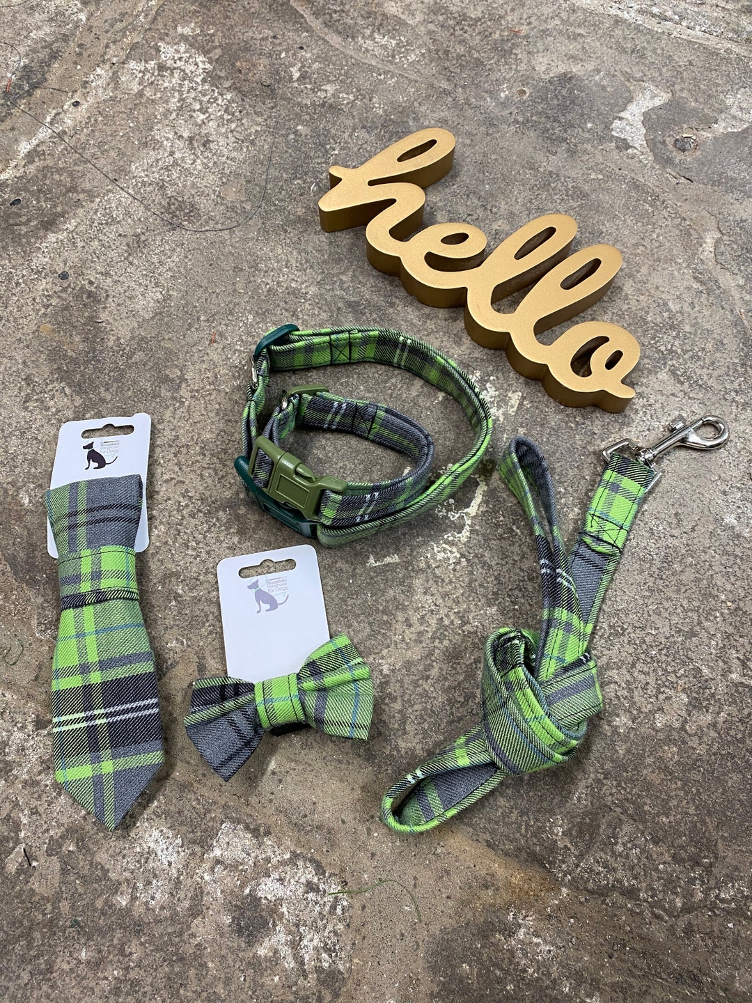Green Tartan Dog Collar and Lead Sets Etsy
