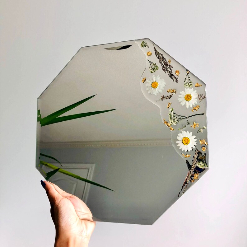 Large Daisy Wall Mirror Floral Mirror Art Geometric Wall Etsy Canada