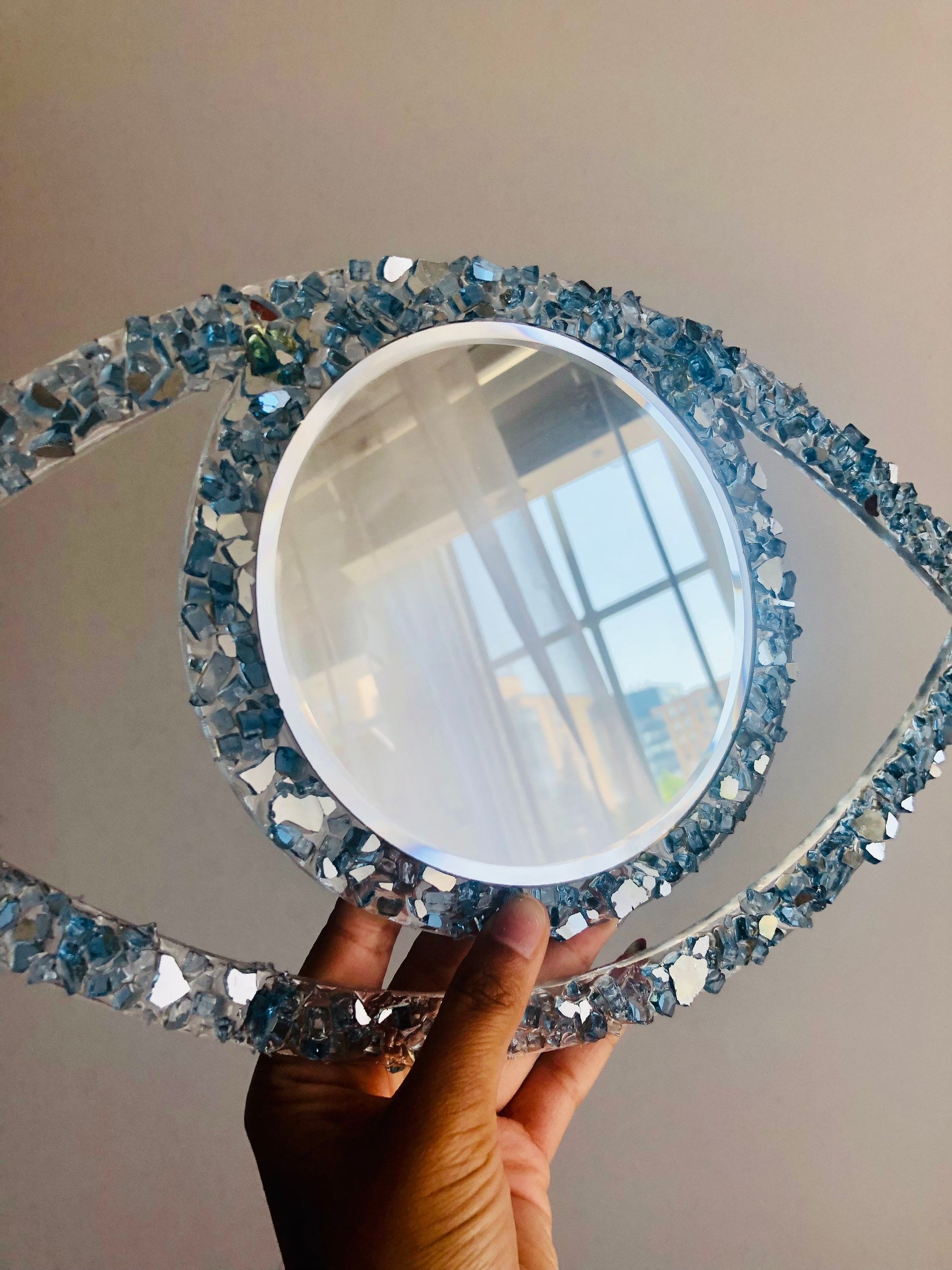 Blue Eye Mirror Vanity Mirror Evil Eye Wall Decor Crystal Etsy