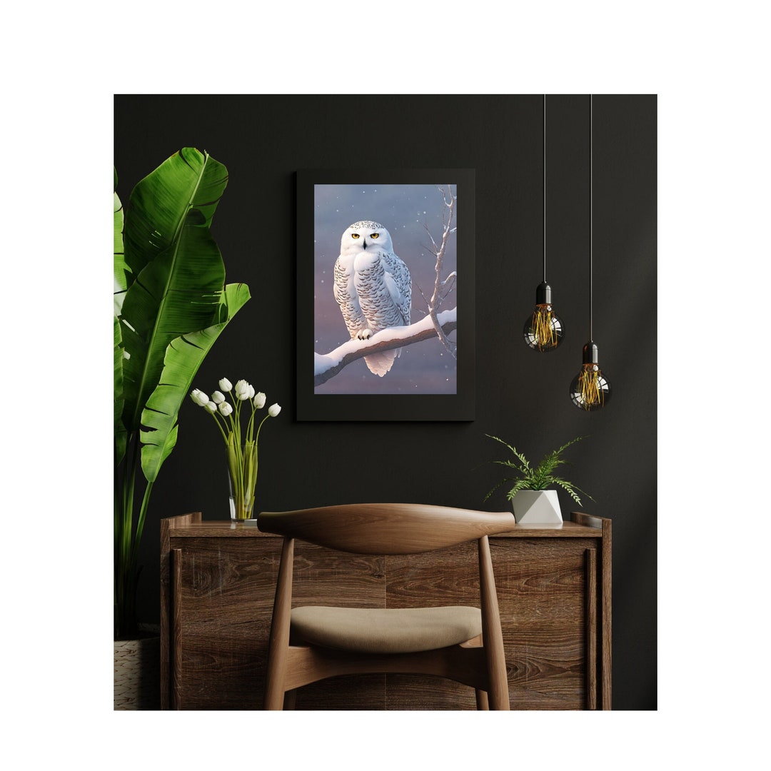 Snowy Owl Canvas, Owl Decor, Home Decor, Office Wall Art, Trendy Wall