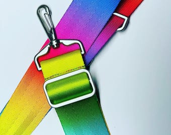 Messenger Bag Strap, Rainbow Gradient, Adjustable up to 54", 1.5" Width
