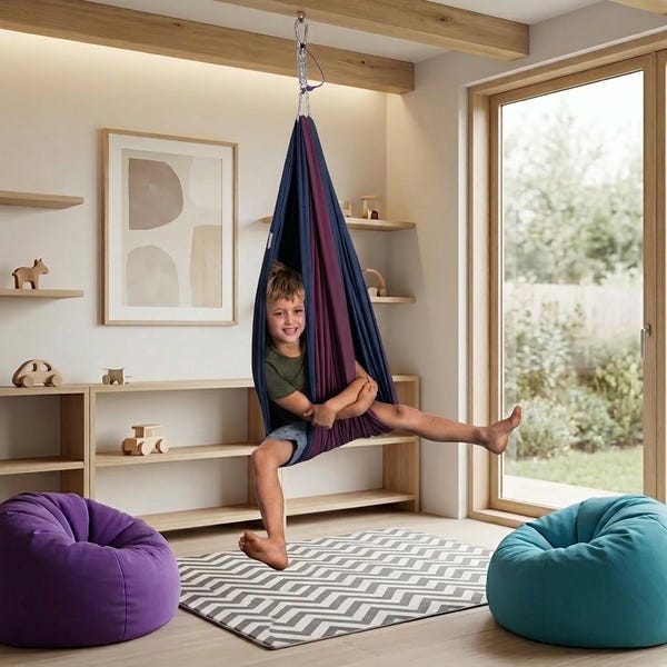 Kinderschaukelstuhl - hängende sensorische Innenhängematte für Kinderzimmer, Montessori-Möbel