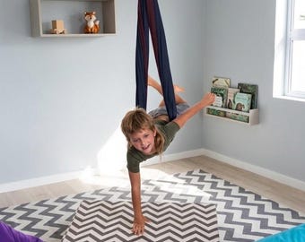 Sensory Hammock Swing for Kids - Indoor Cotton Swing Chair with Spring Suspension for Calm Movement and Regulation, Autism-friendly