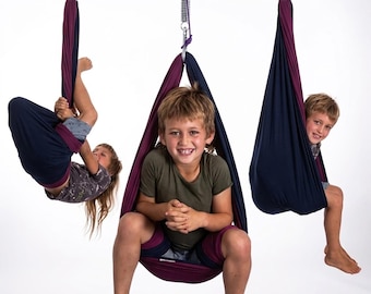 Hamaca sensorial para niños - Silla columpio de algodón para interiores con suspensión de resortes para un movimiento tranquilo y regulado, apta para niños con autismo.
