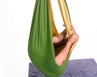 Hamaca de algodón para niños, para interior, terapia sensorial, suspensión de resortes, actividad deportiva infantil