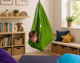 Kids Cotton Sensory Swing - Playroom Cosy Hammock Chair, Indoor Play, Kids Activity Gift