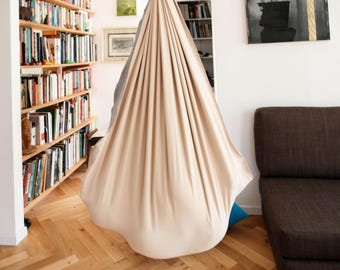 Columpio de terapia sensorial: hamaca infantil acogedora y cerrada de algodón de doble capa, con forma de capullo.