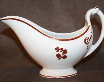 AntiqueTea Leaf Ironstone Gravy Sauce Boat c1870 Signed Thomas Furnival Cable Body Style Collectable