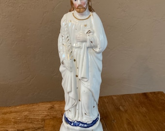Alte Jesusfigur Heiligenfigur Porzellan Hausaltar
