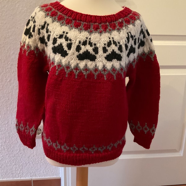 Handgestrickter Kinderpullover Norweger Island Wolle ca.116