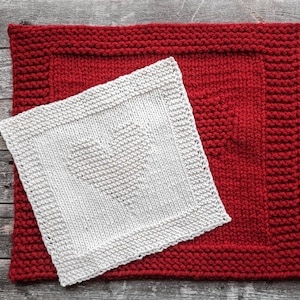 Vierkant breipatroon met jarretels en hart: vaatdoek, Afghaans, kussen (pdf-download)