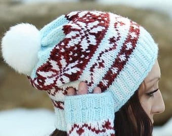 Faire Winter Beanie Knitting Pattern: Fair Isle Hat (PDF Download - Main Image