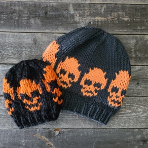 Pattern: Chonky Skullies Beanies Multiple Sizes / Skull / women / teen / baby / child / men / Knitting Patterns PDF Instant Download ONLY