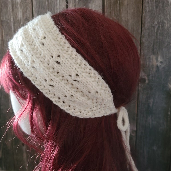 Lace Tie Headband Knitting Pattern / Ear Warmer / Knit / teen / woman / boho / Knitting Patterns PDF Download ONLY