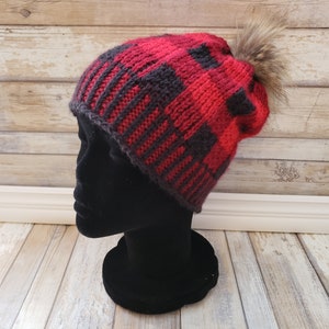 Pattern: Toasty Buffalo Plaid Beanie Multiple Sizes / women / teens / baby / child / men / Knitting Patterns PDF Instant Download ONLY