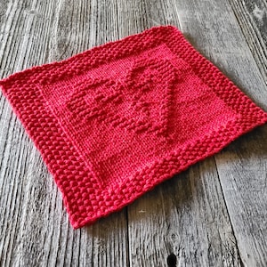 Heart Amour Square Knitting Pattern: Dishcloth, Afghan, Pillow (PDF Download)