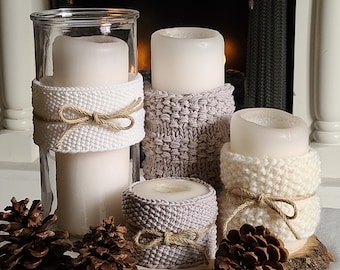 Candle Cozy Knitting Pattern: Easy Knit Home Decor (PDF Download)