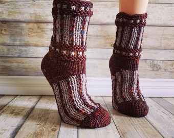 Sticks and Stones Socks / knit socks / house slippers / stockings / women / teens / Knitting Pattern PDF Instant Download ONLY