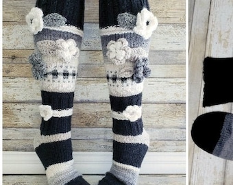 LOOM BFF Knee High Socks / stockings / Fair Isle / women / teen / stockings / Loom Knit Pattern PDF Instant Download Only