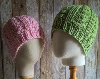 LOOM Knitting Patterns Chubby Cable Beanie: Multiple Sizes (PDF Download)