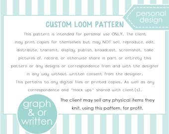 Custom LOOM Knitting Patterns Design (Digital PDF Download)