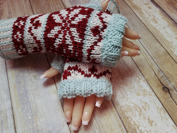 Crochet Round Loom Knit Half Finger Gloves LOOM Faire Winter