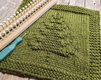 Modèle de tricot à tisser carré Fraser Fir Tree : lavette, gant de toilette, couverture (téléchargement PDF)